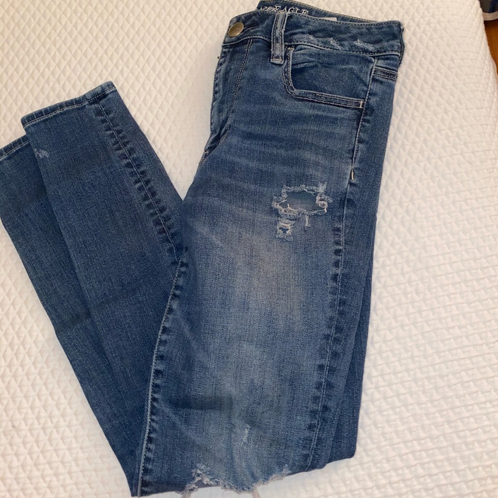 High Rise American Eagle Ripped Jeans